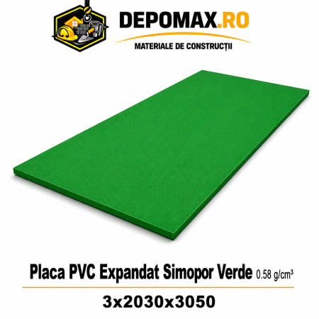 Placa rigida PVC Simopor Verde 0.58 g/cm3, 3x2030x3050 mm